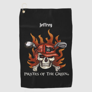 Serviette De Golf Flame Edgy Crâne Pirate Golfer Golf Towne