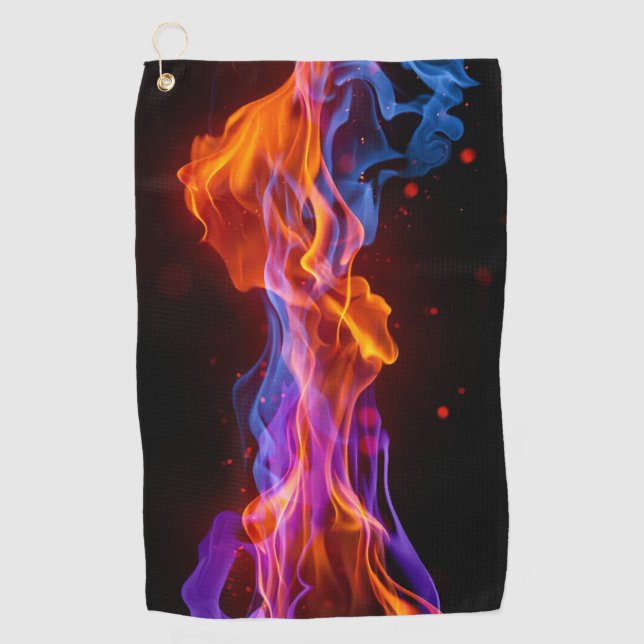 Serviette De Golf Flammes multicolores colorées (Devant)