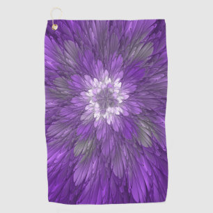 Serviette De Golf Fleur abstraite violette psychédélique Art fractal