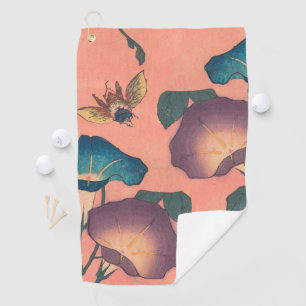 Serviette De Golf Fleur d'abeille rose classique Hokusai Art