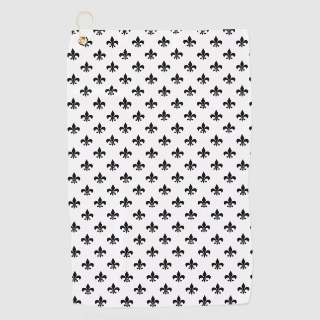 Serviette De Golf Fleur De Lis Noir Blanc Délicieuse Mardi Gras (Devant)