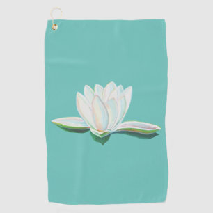 Serviette De Golf Fleur de Lotus blanc Illustration Mint vert