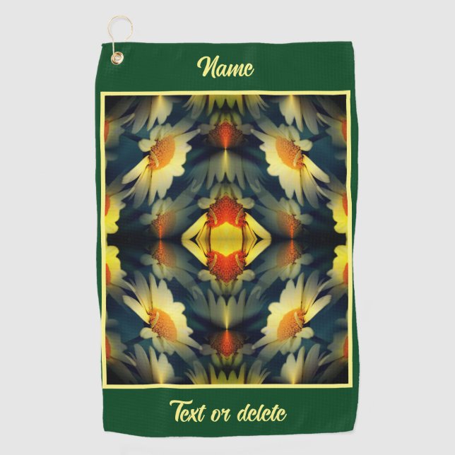 Serviette De Golf Fleur de marguerite jaune Abstrait personnalisé (Devant)