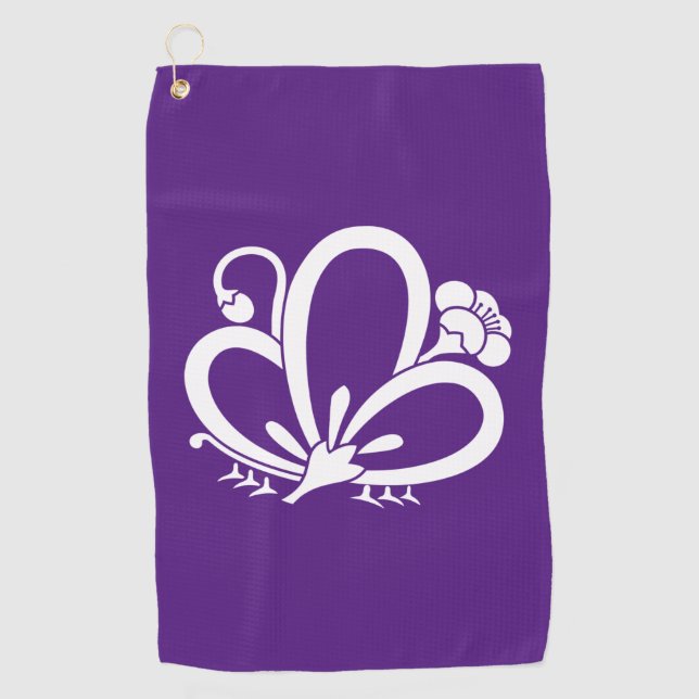 Serviette De Golf Fleur de prune en forme de papillon ombragé (Devant)