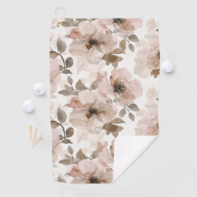 Serviette De Golf Fleur de Sud-Ouest Brun Rose (En situation)