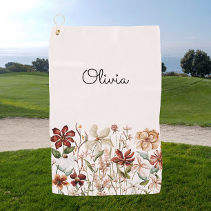 Serviette De Golf Fleur Florale Vintage Aquarelle Personnalisée