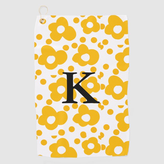 Serviette De Golf Fleur marguerite jaune ajouter monogramme mus (Devant)