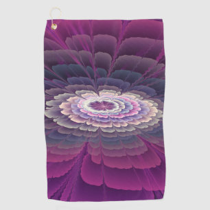 Serviette De Golf Fleur rayante Coloré Abstrait Fractal Art rose