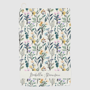Serviette De Golf Fleur sauvage aquarelle personnalisée Boho