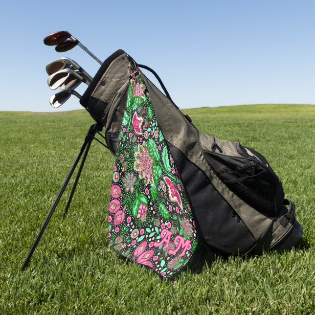 Serviette De Golf Fleur sauvage de fleurs de chlipper rose (Vert)