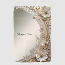 Serviette de golf Fleurs blanches perles Modernes