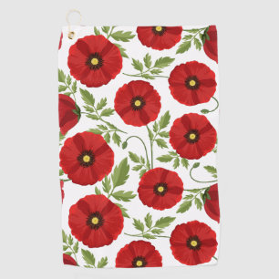 Serviette De Golf Fleurs d'été joyeuses floraison de pavot