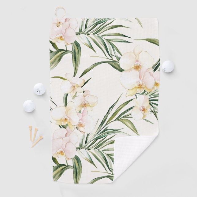 Serviette De Golf Fleurs d'orchidées blanches tropicales   (En situation)