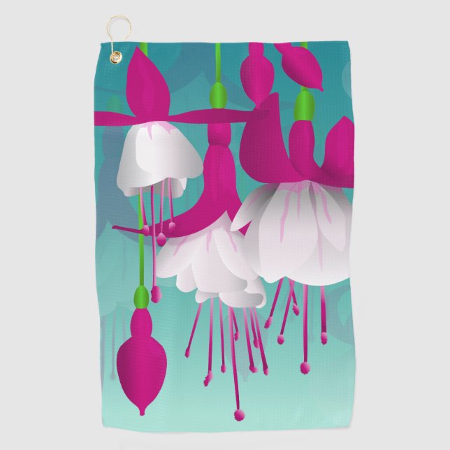 Serviette De Golf Fleurs Fuchsia (Devant)