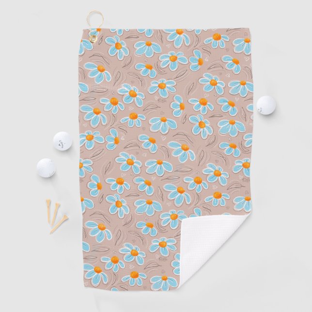 Serviette De Golf Fleurs Heureuses  (En situation)