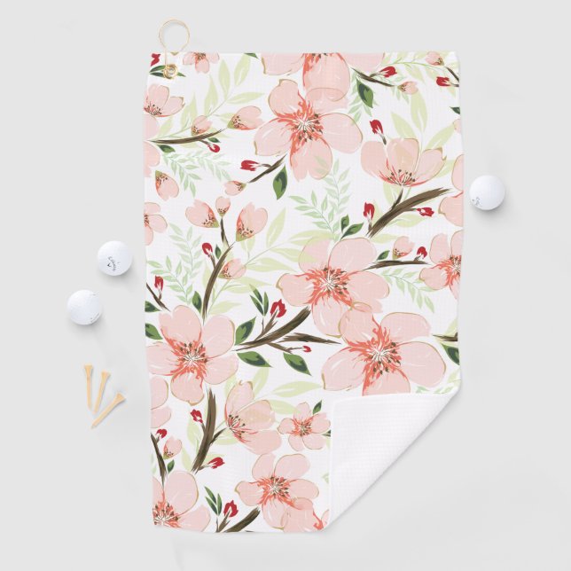 Serviette De Golf Fleurs roses (En situation)