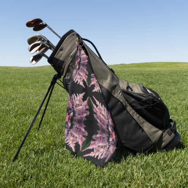 Serviette De Golf Fleurs roses vives Gros plan Motif Abstrait (Vert)