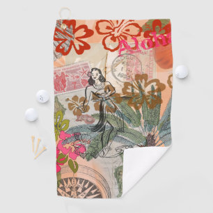 Serviette De Golf Fleurs vintages Hula Colorful Hawaiian Tropical