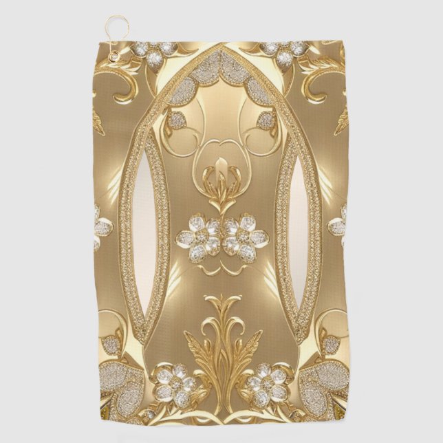 Serviette de golf Floral Orné Or (Devant)