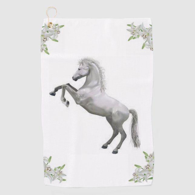 Serviette de golf Floral White Horse (Devant)