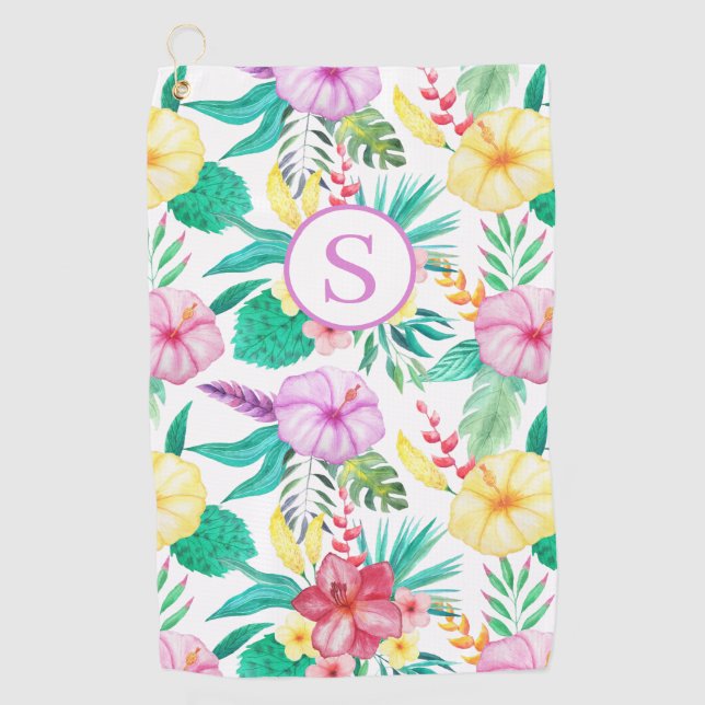 Serviette De Golf Flore tropicale personnalisée (Devant)