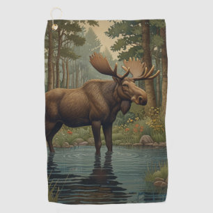 Serviette De Golf Forêt boisée d'orignal rustique nature