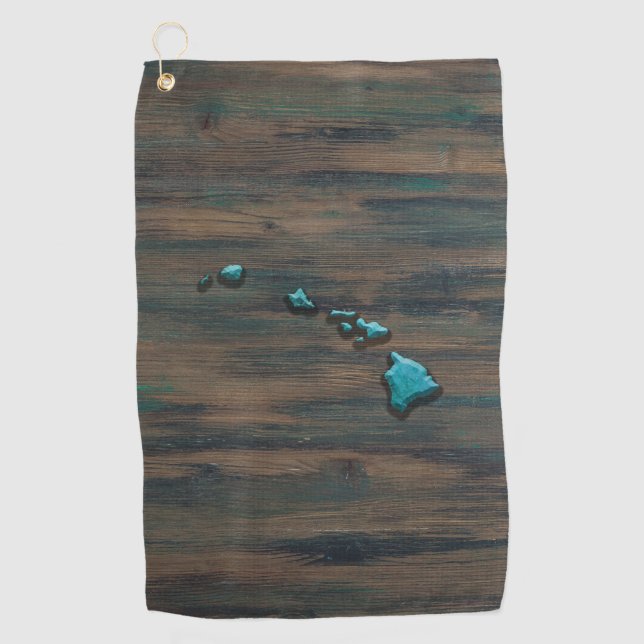 Serviette De Golf Forme d'état de Hawaii Turquoise (Devant)