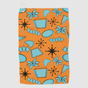 Serviette De Golf Formes atomiques MCM Turquoise sur orange