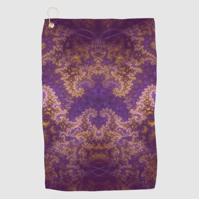 Serviette De Golf Fractale or et pourpre (Devant)
