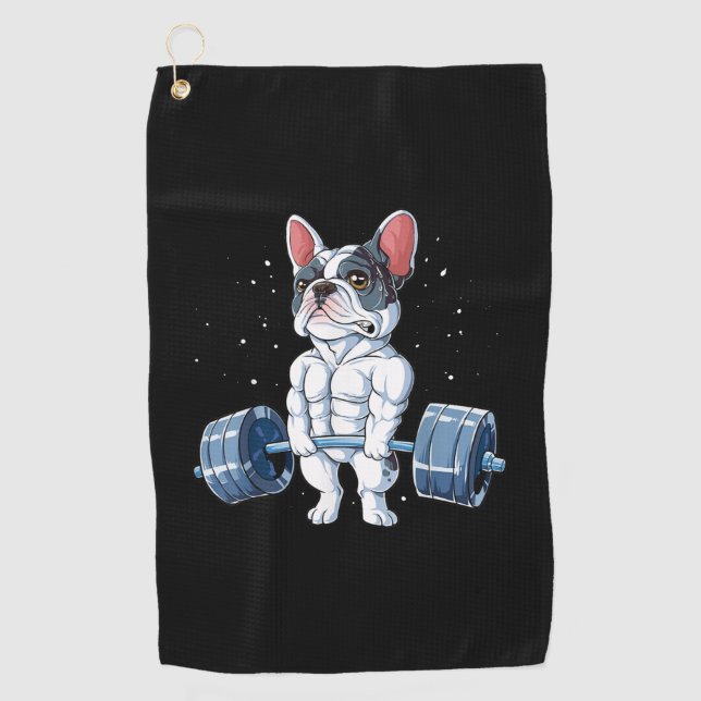 Serviette De Golf French Bulldog Poids Funny Deadlift Gym (Devant)