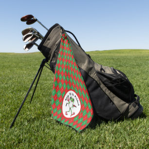 Serviette De Golf Frog Golfing Grip It et Ribbit Red Green Jacquard