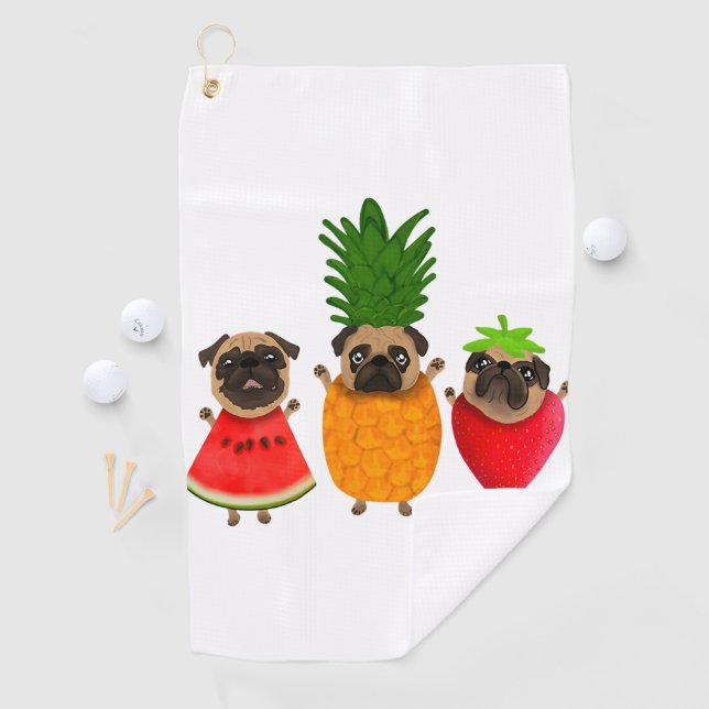 Serviette De Golf Fruit amusant Carlin mignon chien cadeau | Pet Lov (En situation)