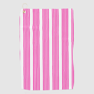 Serviette De Golf Fuchsia et blanc cinq bandes motif