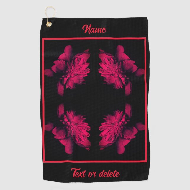 Serviette De Golf Fuchsia Peony Abstrait Floral Personnalisé (Devant)