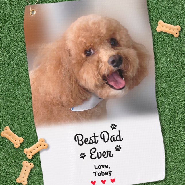 Serviette De Golf  Fun Best Dog Dad Ever Photo Custom Photo Name (Fun Best Dog Dad Ever Photo Custom Photo Name Golf Towel)