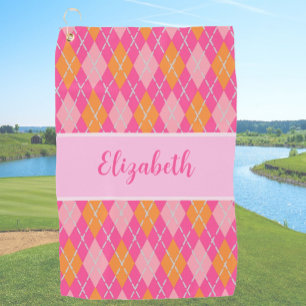 Serviette De Golf Fun Bright rose preppy Jacquard nom personnalisé d