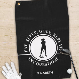 Serviette De Golf Fun Elegant Golfer Moderne Style Noir & Blanc