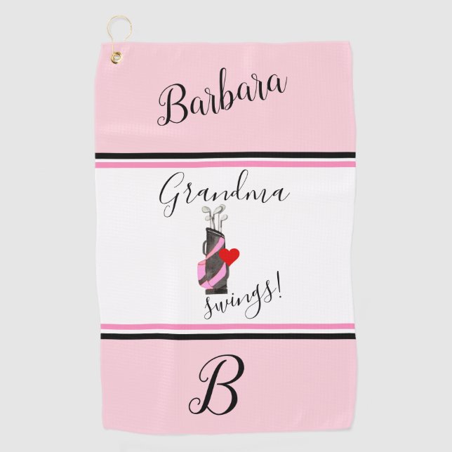 Serviette De Golf Fun Pink Golf sac Monogramme (Devant)