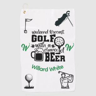 Serviette De Golf Funny Bière Boire Monogramme Nommé