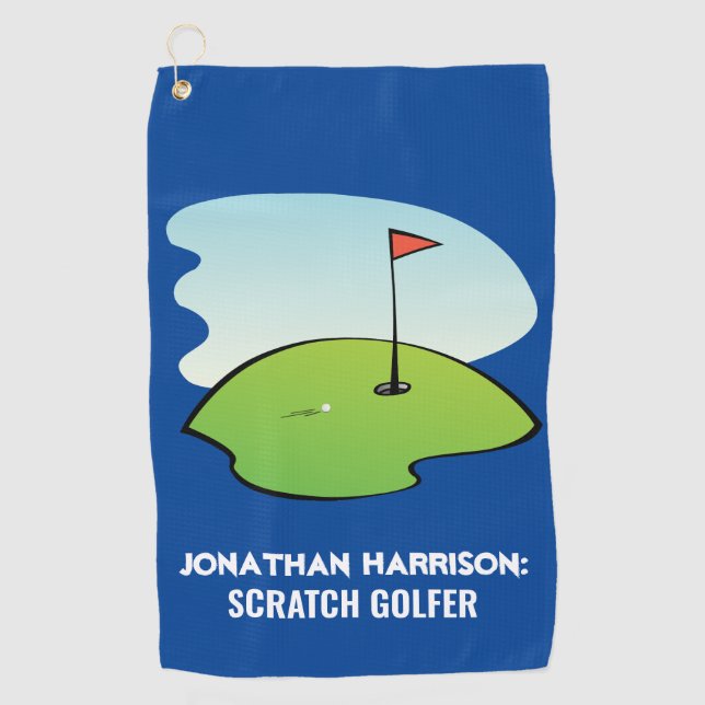 Serviette De Golf Funny Custom Name Scratch Golfer Modern (Devant)