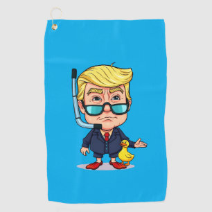Serviette De Golf Funny Donald Trump Snorkel Cartoon with Rubber Duc