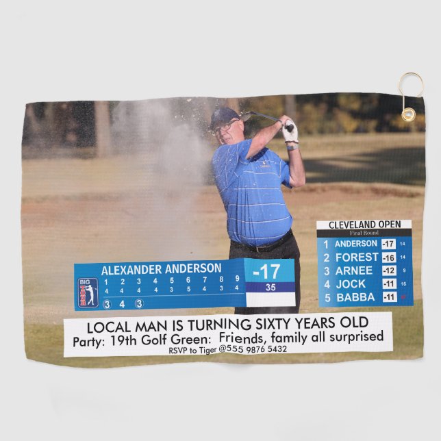 Serviette De Golf Funny Golf News  ️ 40e 50e 60e Anniversaire mascul (Horizontal)