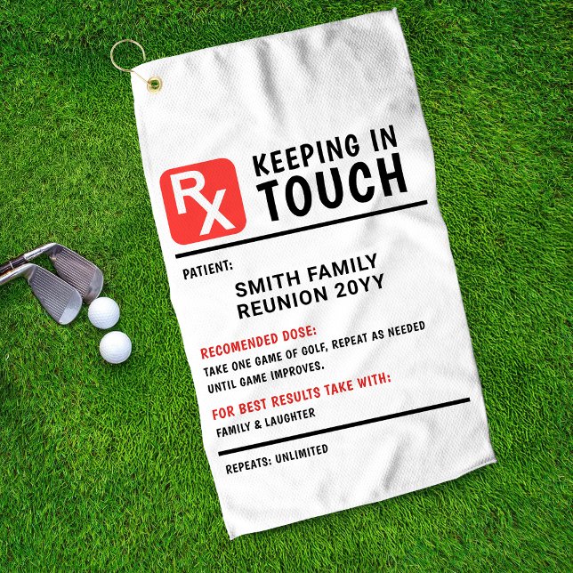 Serviette De Golf Funny Golf Prescription Famille Réunion Texte pers (Créateur téléchargé)