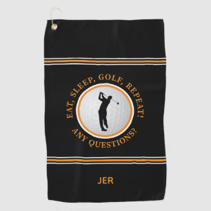 Serviette De Golf Funny Golfer Male Sports Pro Golf Black Orange