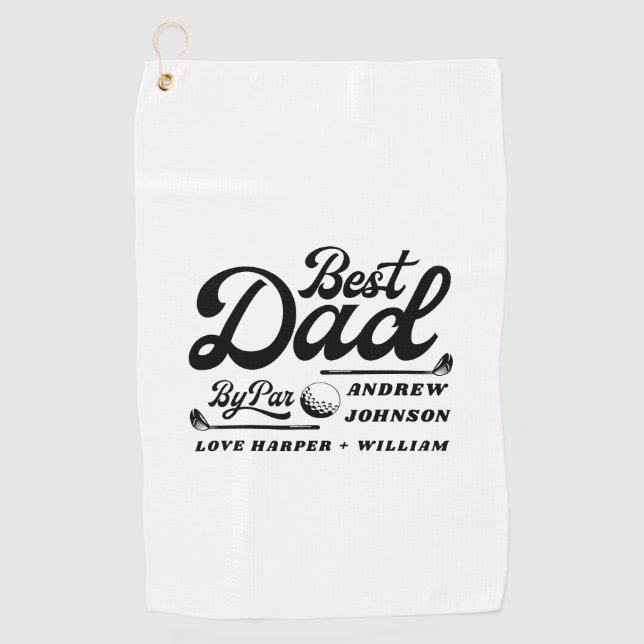 Serviette De Golf Funny Golfer meilleur papa par pair | Nom du monog (Devant)