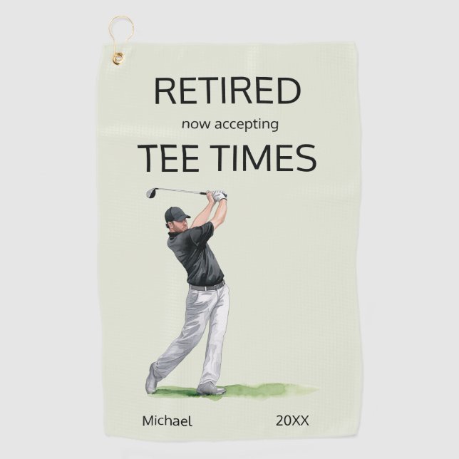 Serviette De Golf Funny Retirement Now Accepting Tee Times Gift (Devant)