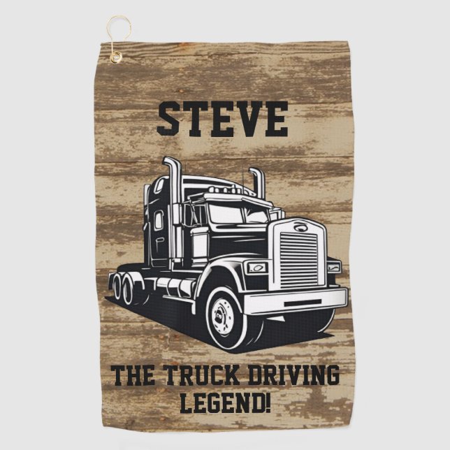 Serviette De Golf Funny Transport Semi Truck Driver Custom Name (Devant)