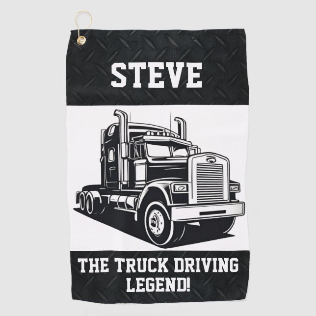 Serviette De Golf Funny Transport Semi Truck Driver Custom Name (Devant)