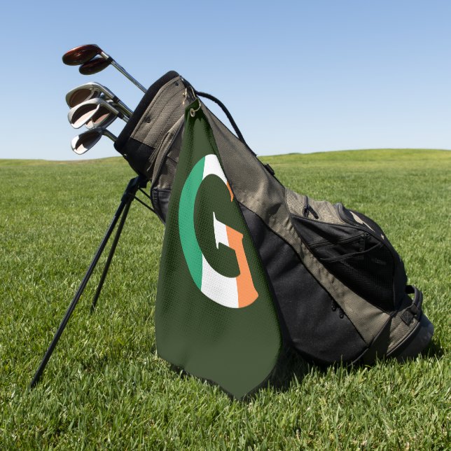 Serviette De Golf G Monogramme superposé sur le drapeau irlandais gt (Vert)