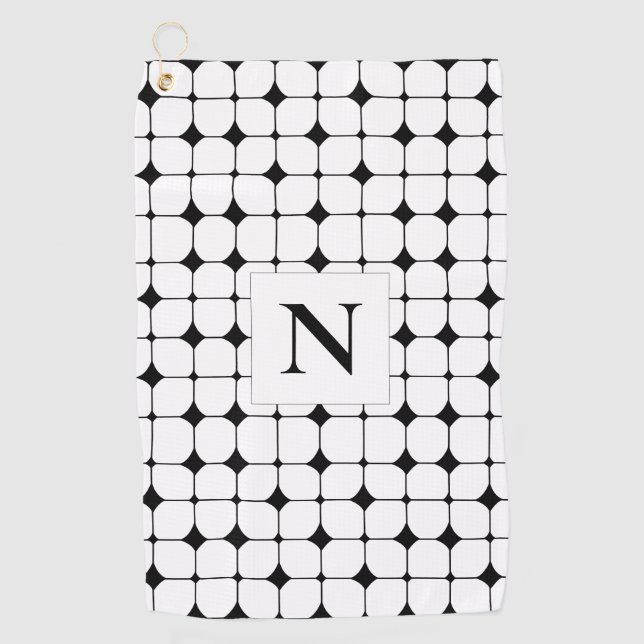 Serviette De Golf Géométrie géométrique en noir et blanc (Devant)